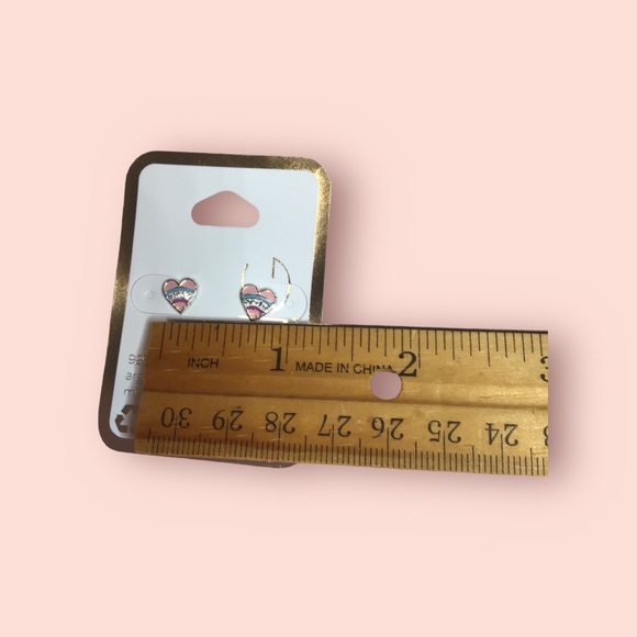 Sterling Silver Heart Stud Earring - Picture 3 of 3